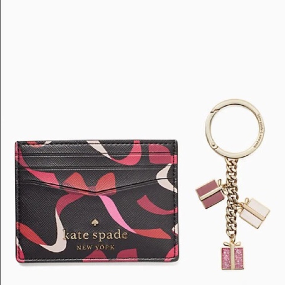 Kate Spade ♠️ Staci Ribbon card holder with keychain set - Picture 2 of 2